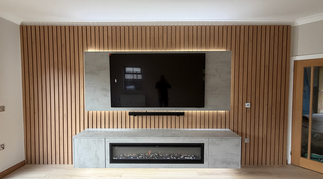 Large backlit television fitting